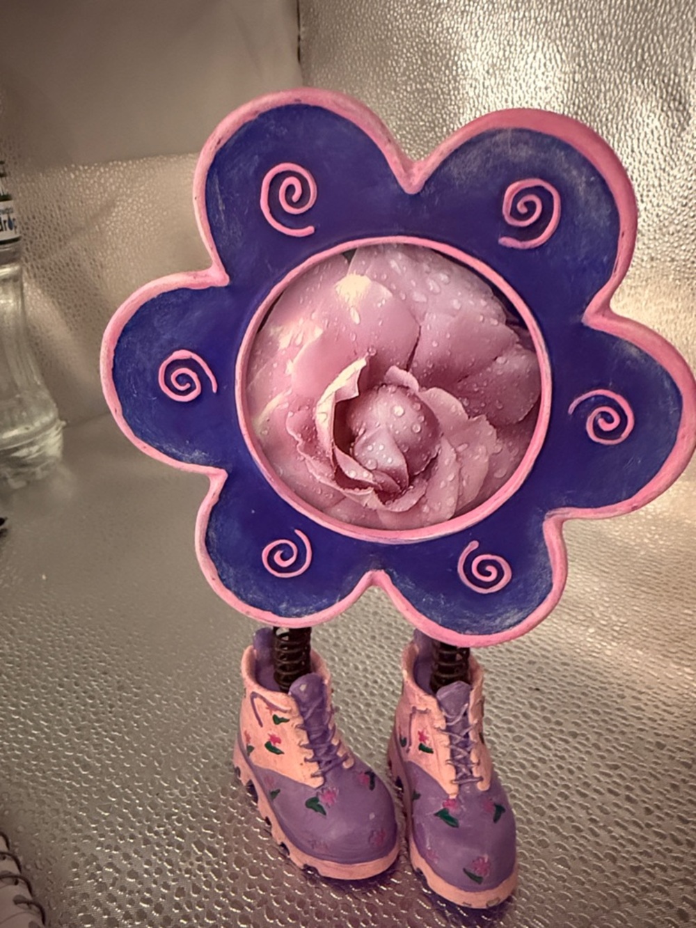 Whimsical Flower Frame with Pink and Purple Finish